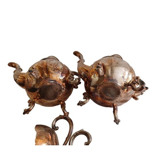 English Silver Mfg Corp USA 4 Pc Coffee Tea Set 2 Pots Sugar Creamer Silverplate - Picture 4 of 12